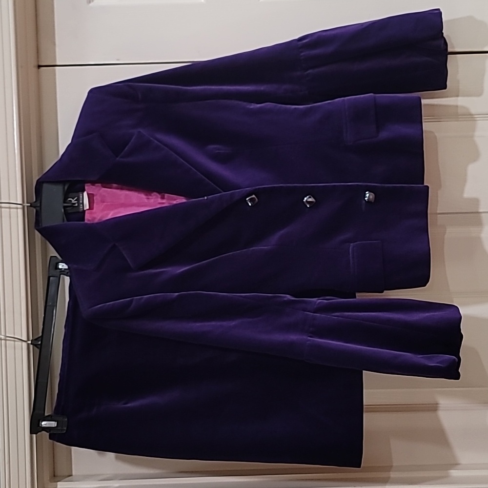 Lea Rome Purple Velvet Blazer Skirt Set